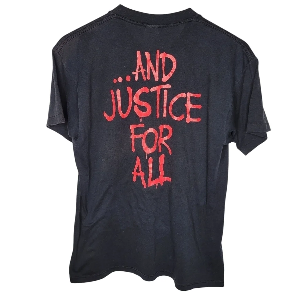 Vintage 80s Metallica And Justice For All Band Graphic T-Shirt Size Large - Picture 2 of 4